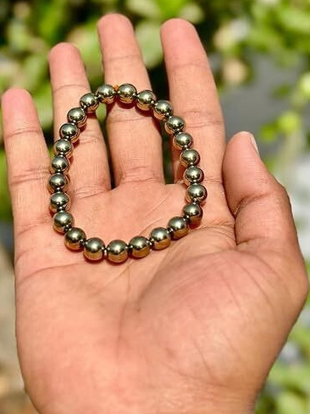 VIBESLE Unisex Gold Pyrite Beaded Crystals Bracelet