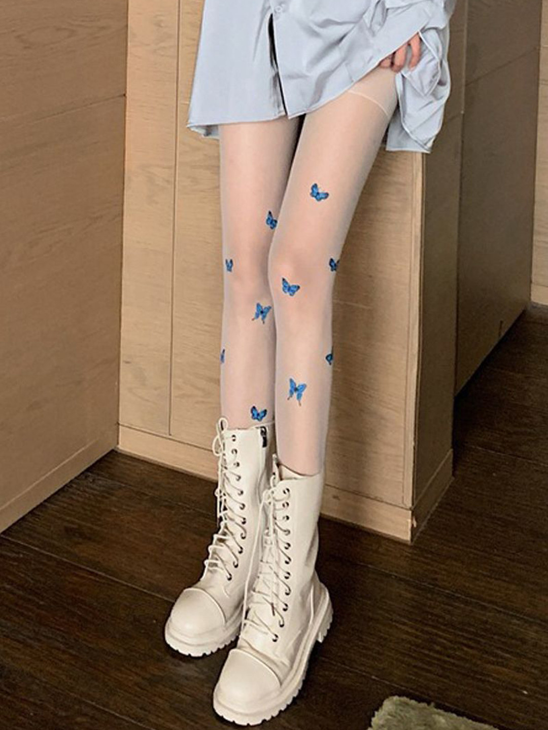 VAGHBHATT Butterfly-Printed Stretchable Sheer Stockings