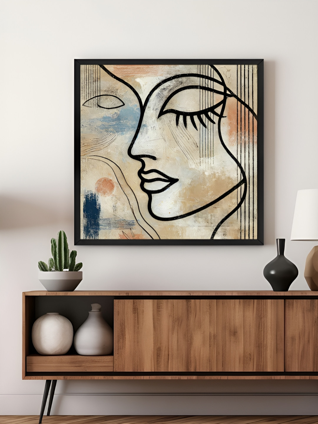 999Store Brown & Black Abstract Face Canvas Painting Wall Art