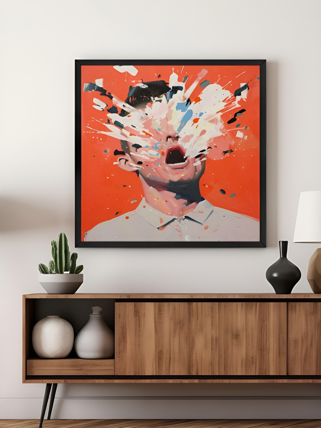 999Store Orange & White Exploding Head Canvas Wall Art