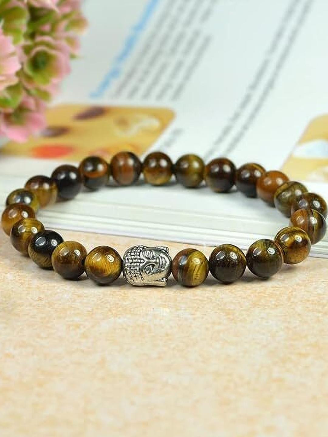 VIBESLE Unisex Tigers Eye And Budha Beads Bracelet