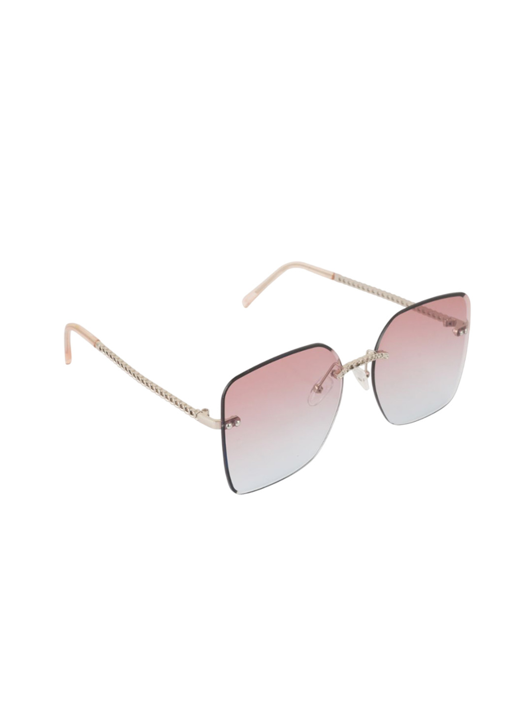 BAYBERRY Unisex Pink Lens & Gold-Toned Oversized Sunglasses with