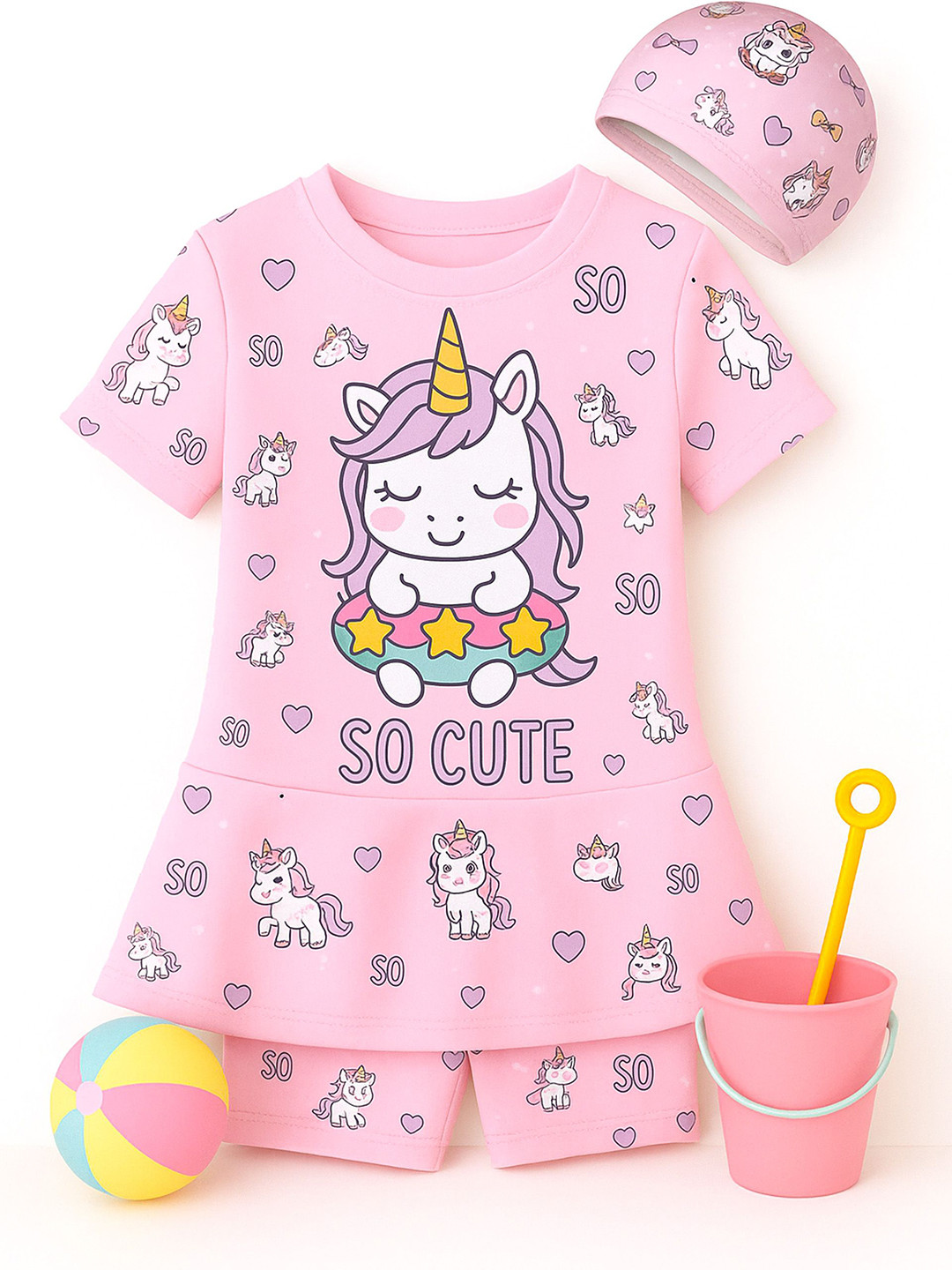 bubble berry Printed Round Neck Swimming Dress