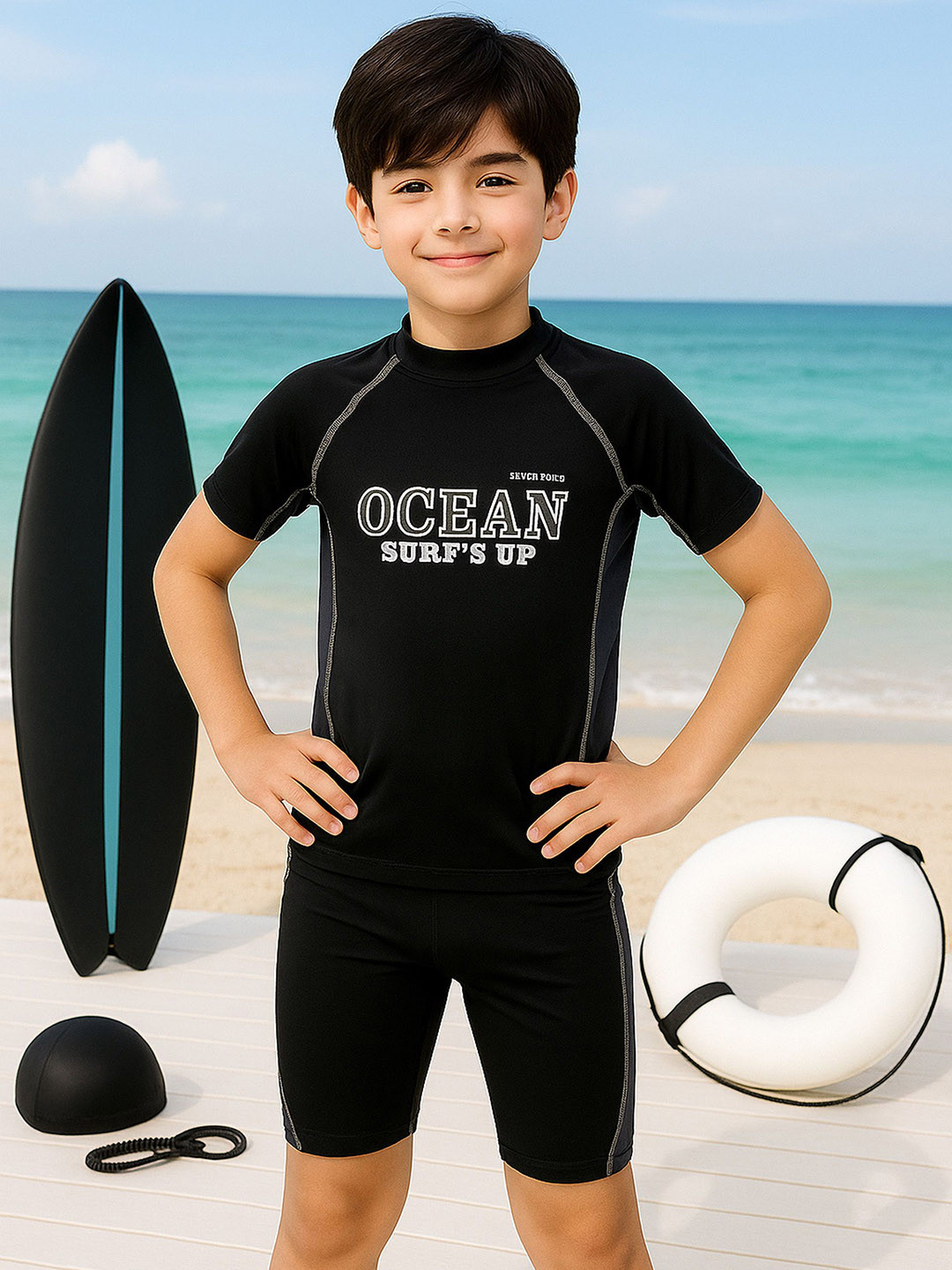 bubble berry Boys 3-Piece  Ocean Printed 3-Piece Swim Set