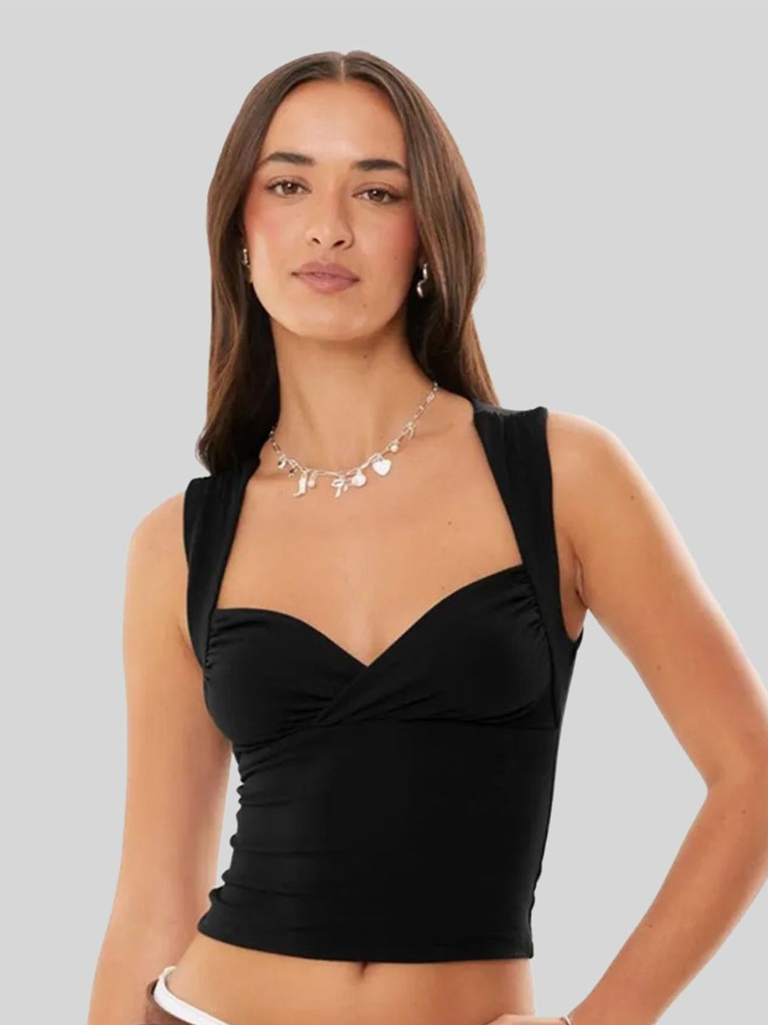 LULU & SKY Women Fitted Ruched Crop Top