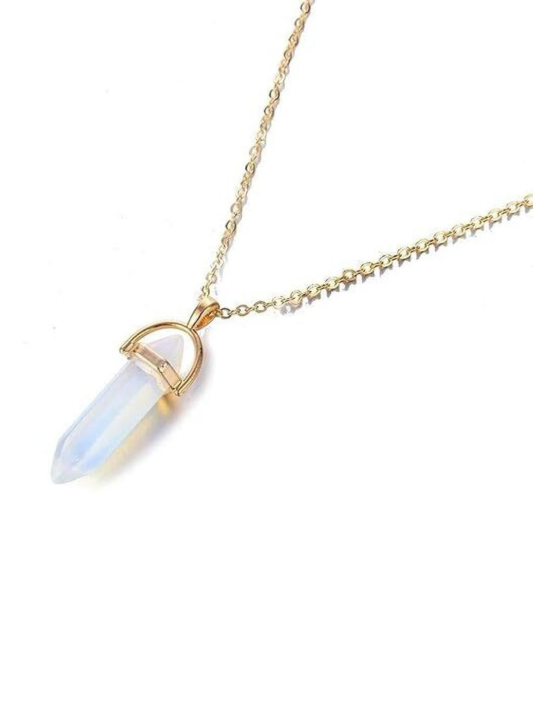 VIBESLE Gold Pendants with White Stone