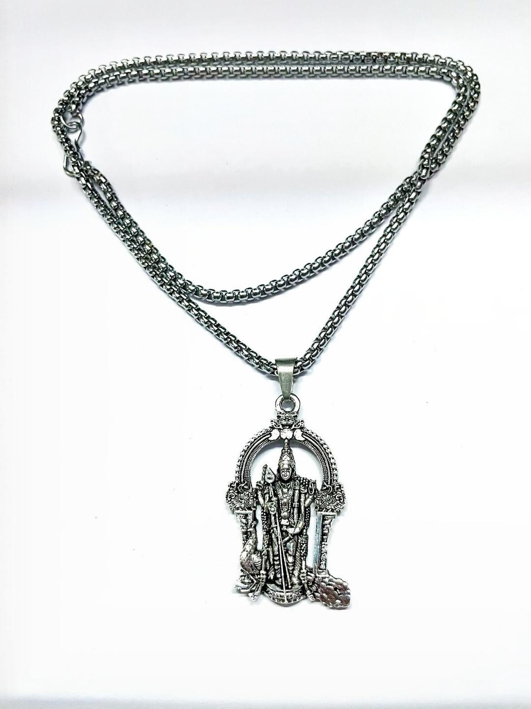 AURRA STORES Silver-Plated Venkateshwara Pendants with Chains
