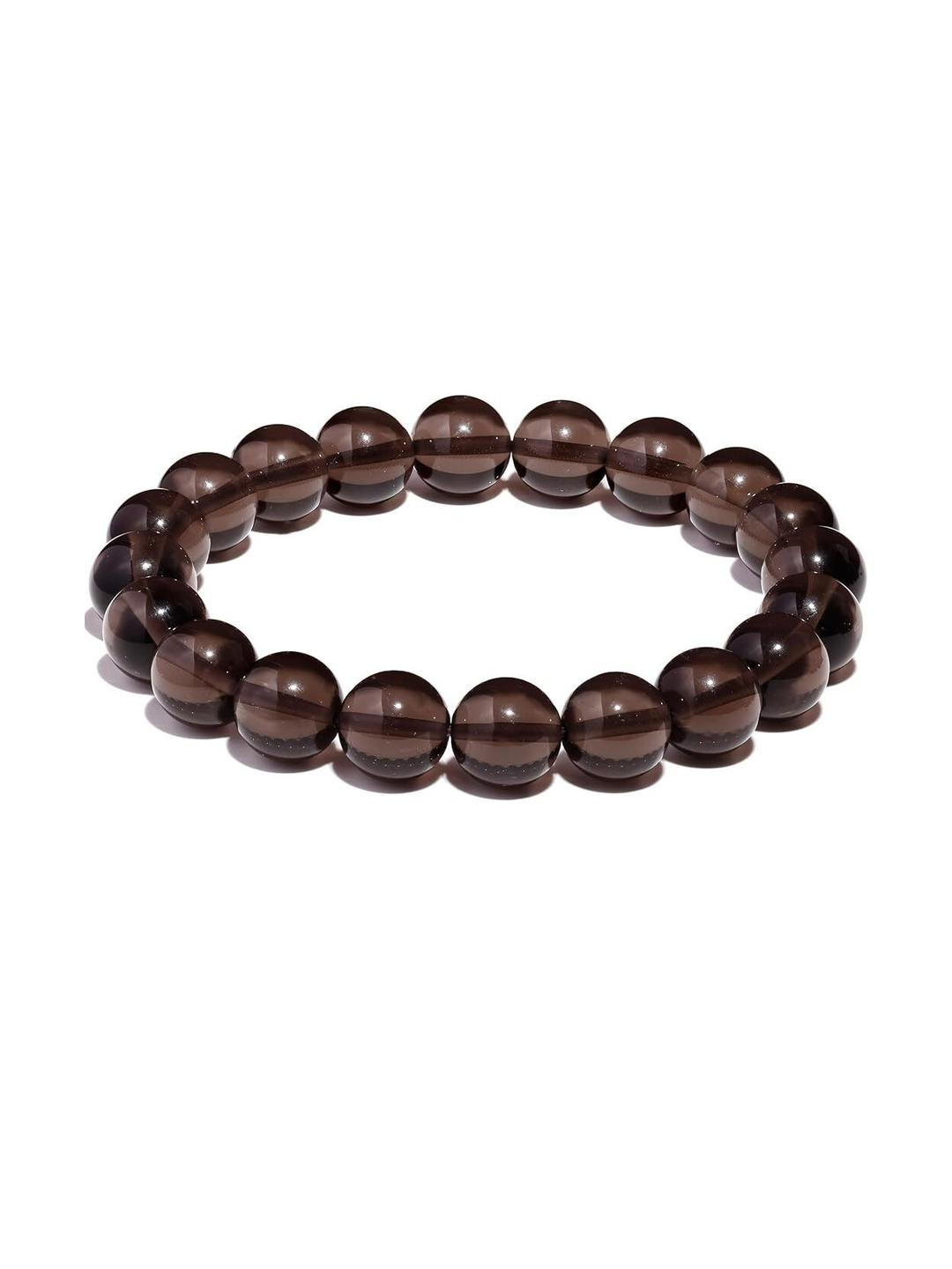 VIBESLE Brown Obsidian Beaded Elasticated Bracelet