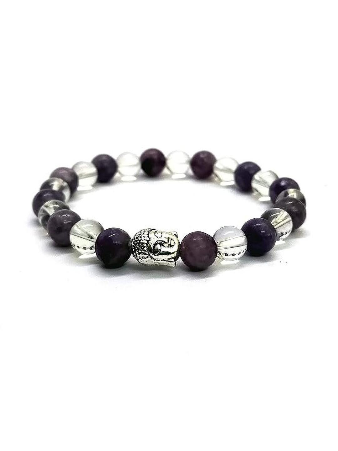 VIBESLE Unisex Crystals Beads With Budha Charm Elasticated Bracelet