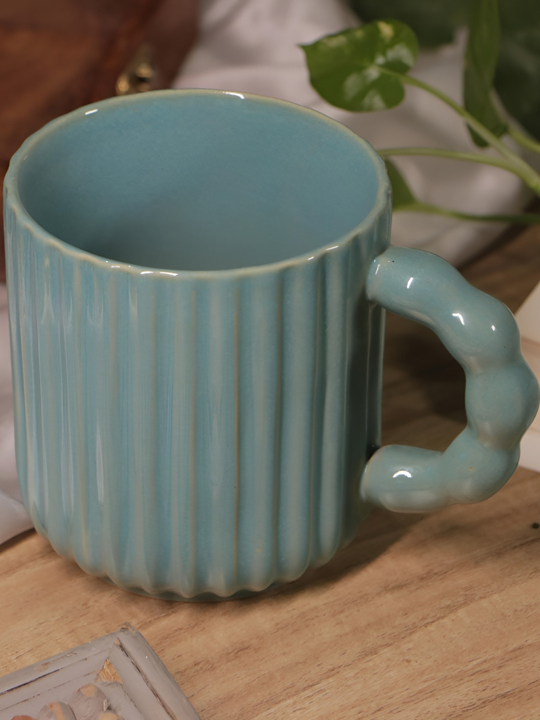 Rare Planet Blue & Brown Textured Ceramic Mug 250ml