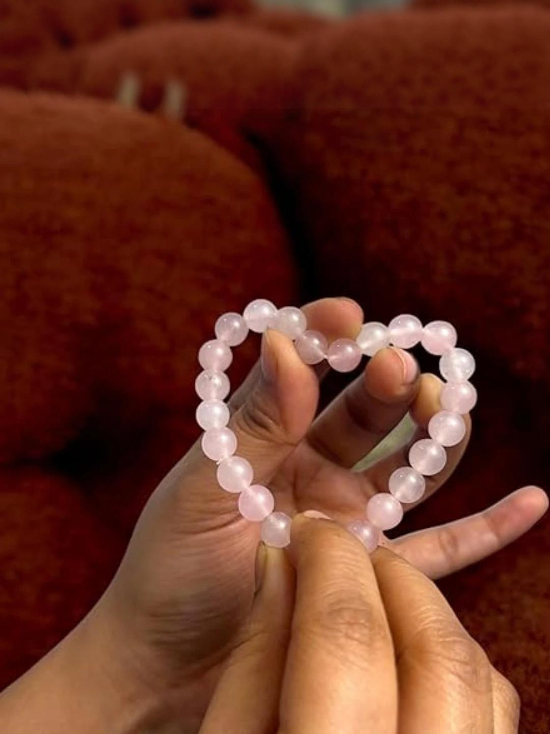 VIBESLE Unisex Pink Beaded Slip-on Bracelet