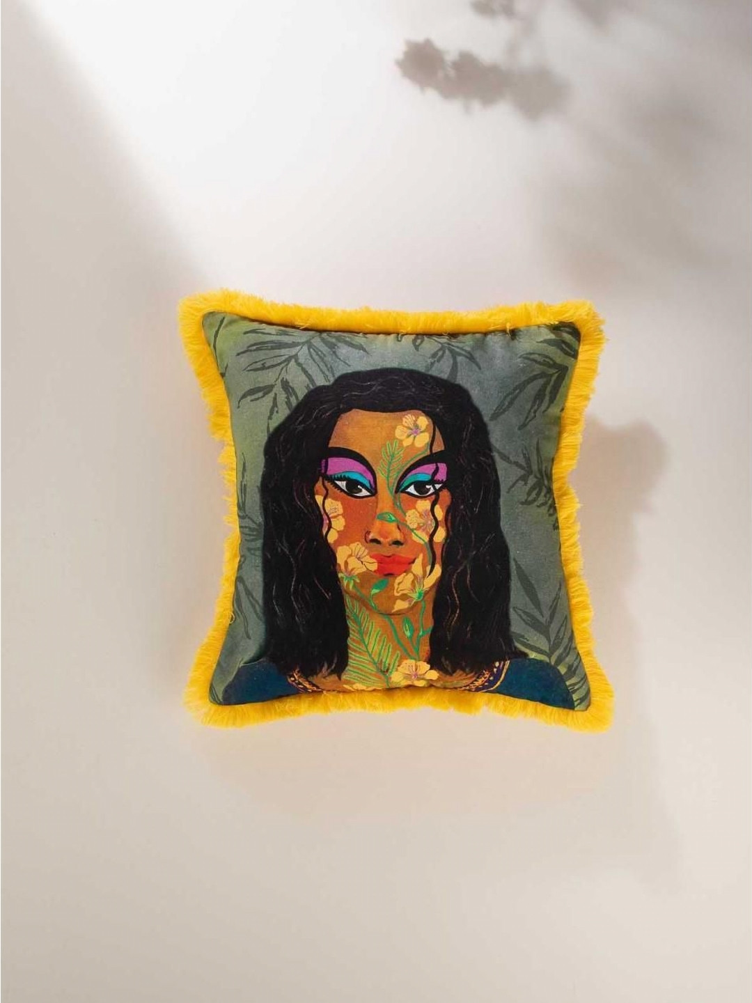 FREEDOM TREE Wild Child Yellow & Black Abstract Printed Cotton Square Cushion Covers