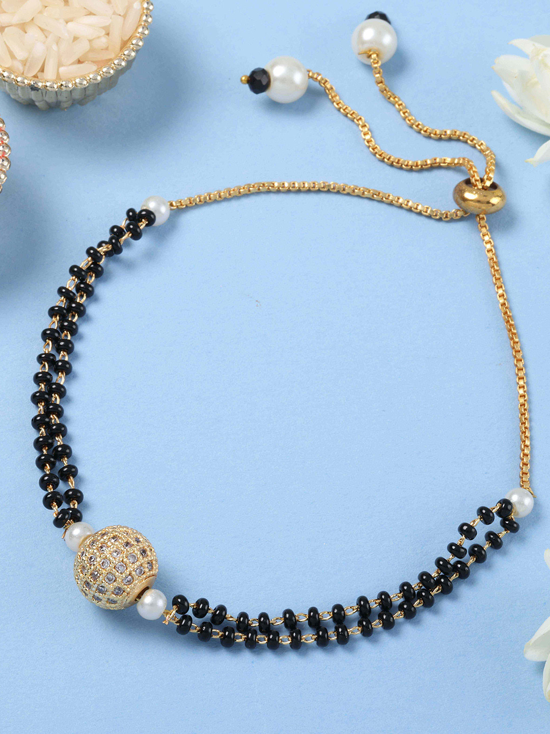 fnp Unisex Gold-Toned Artificial Stone Studded Wraparound Bracelet