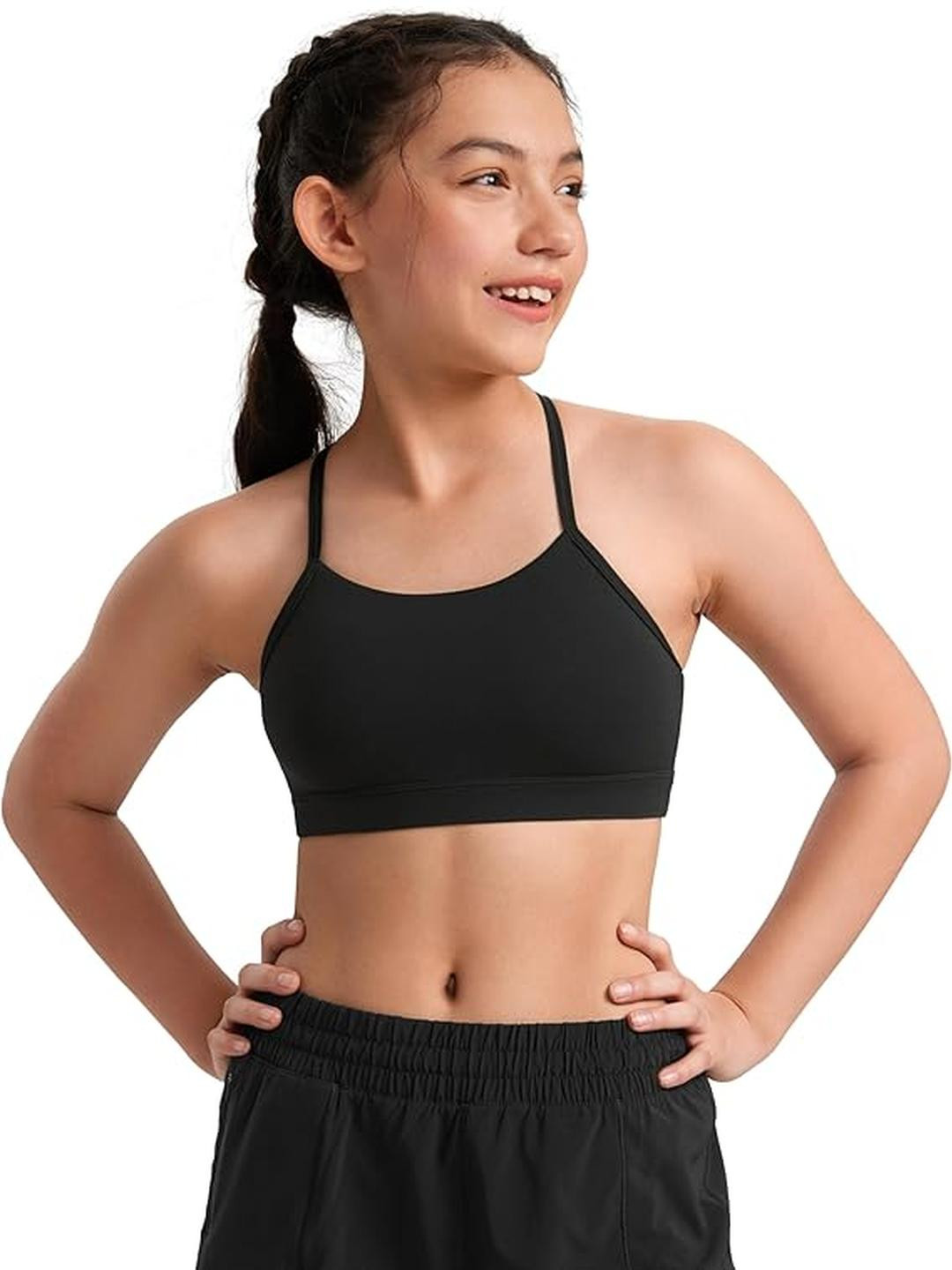 BRAAFEE Girls Pack of 4 Cotton Non Padded Full Coverage Sports Bra