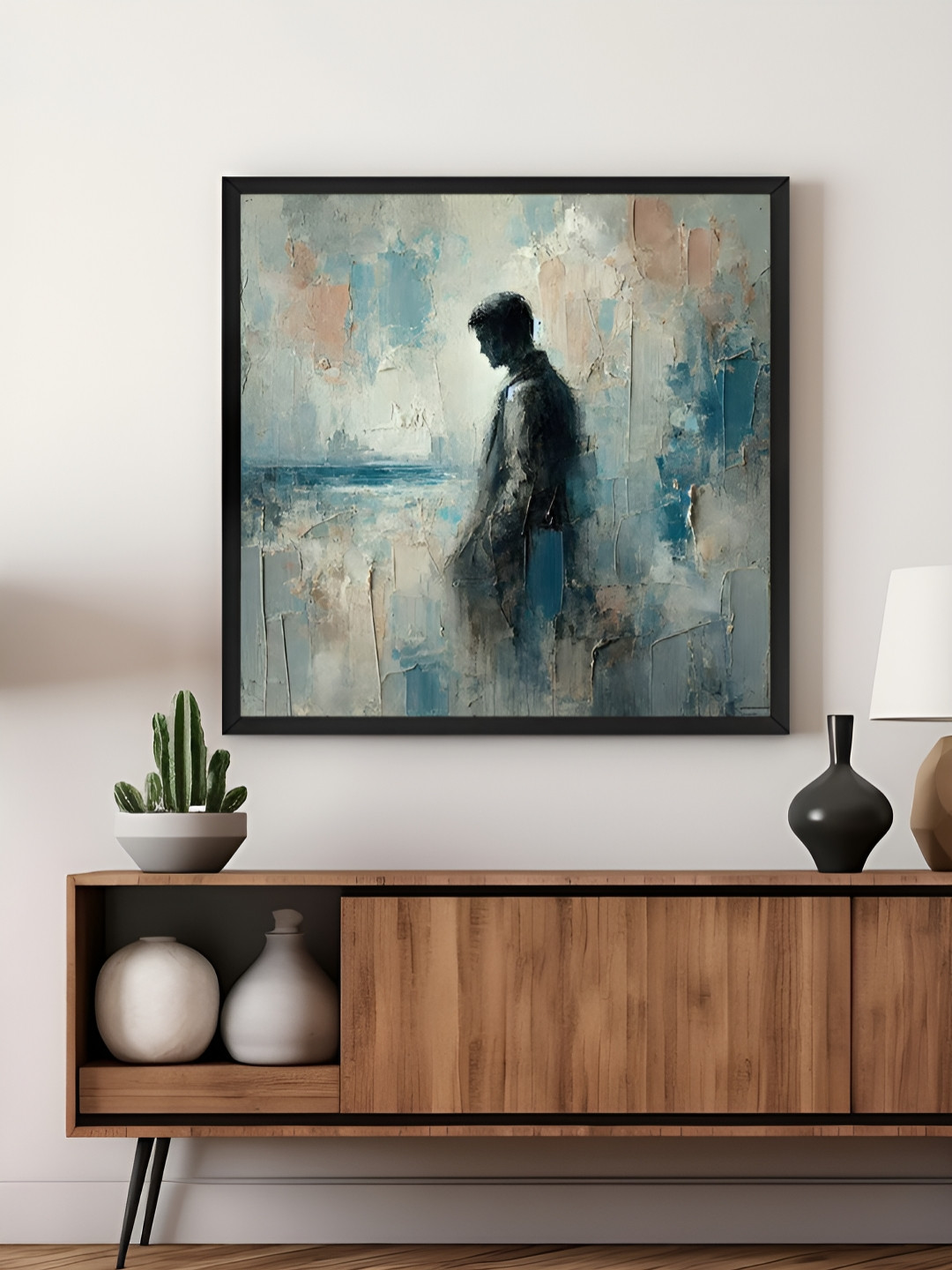 999Store Blue & Grey Abstract Silhouette Canvas Wall Art