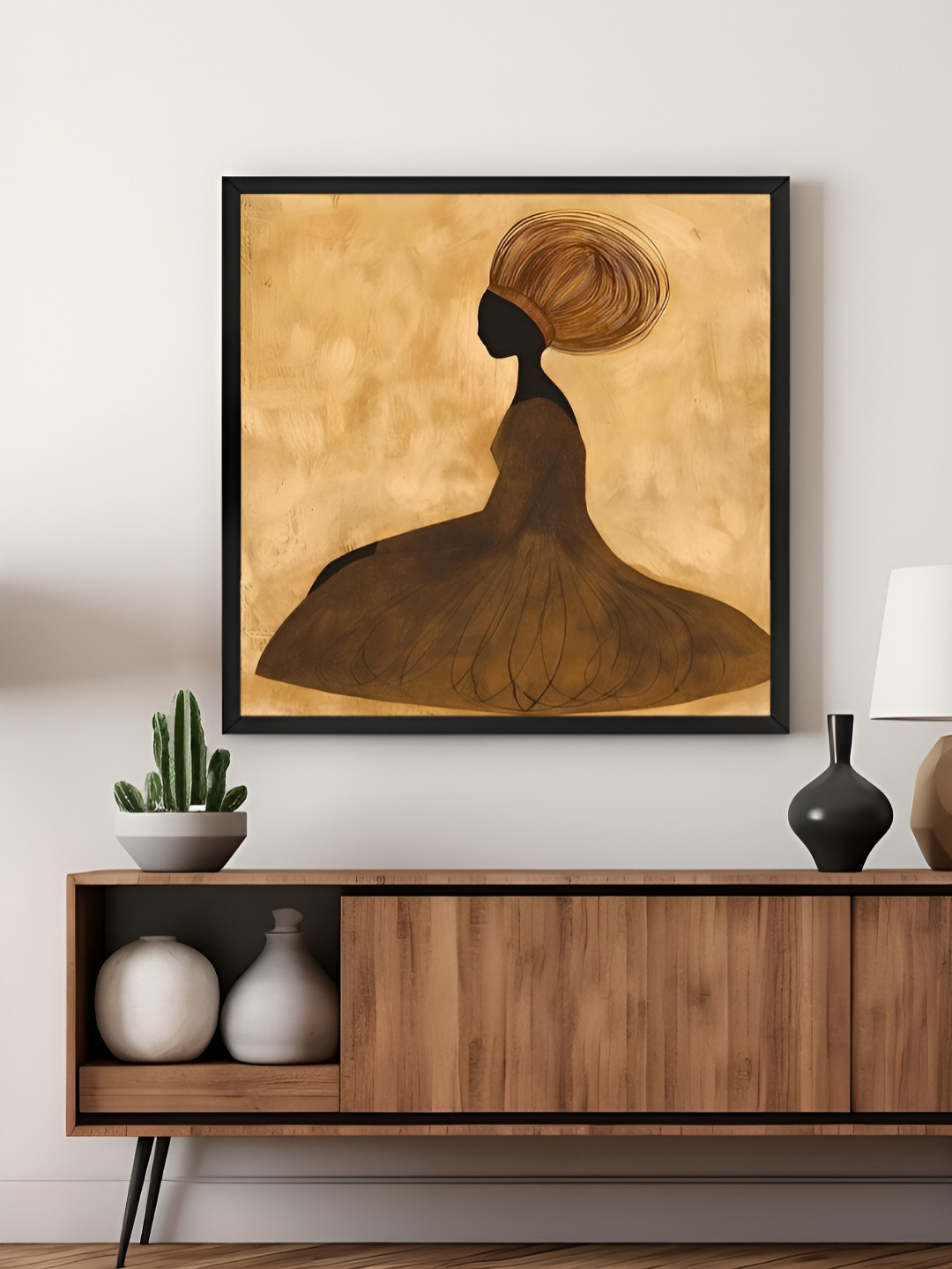 999Store Gold-Toned & Beige Jazz Musician Saxophone Art Canvas Painting Wall Art