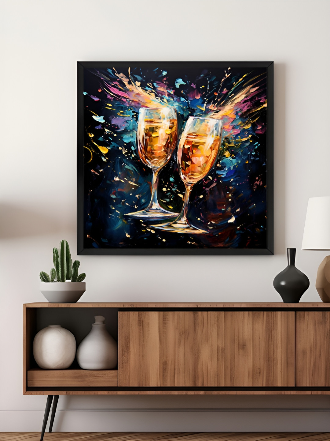 999Store Blue & Orange Celebration Art Canvas Painting Wall Art