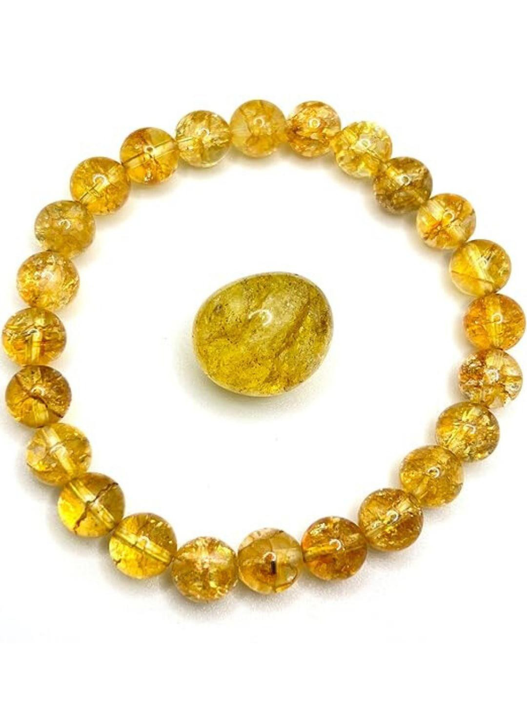 VIBESLE Unisex Yellow Crystals Beads Elasticated Bracelet