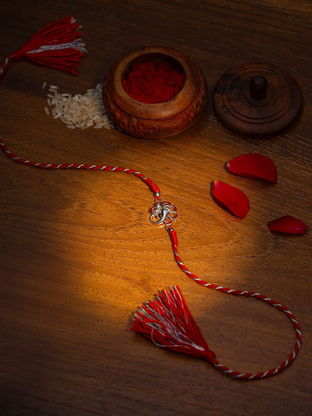 SHAYA Ganesha 925 Silver Wraparound Rakhi