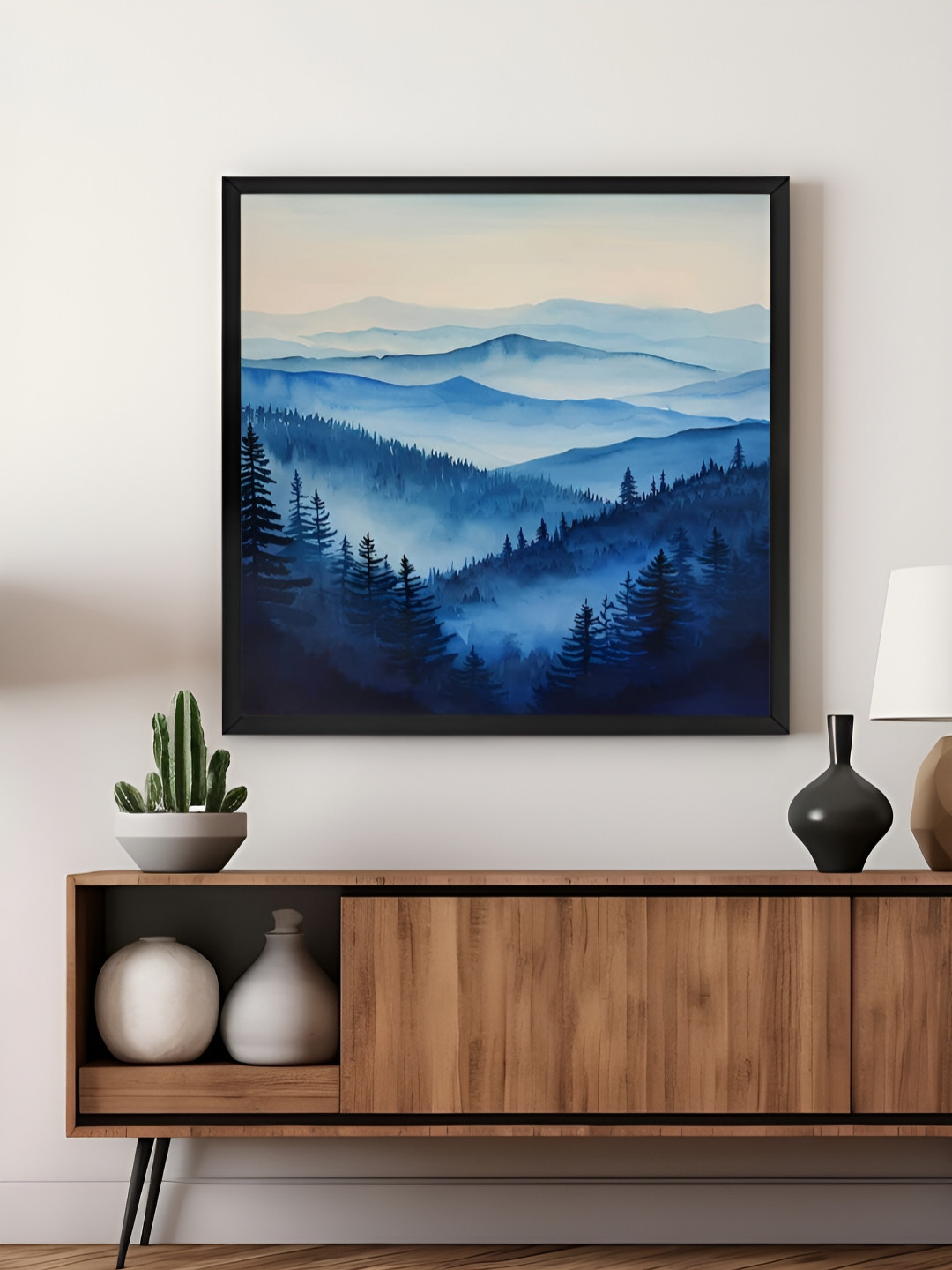 999Store Blue & White Misty Morning Forest Canvas Wall Art