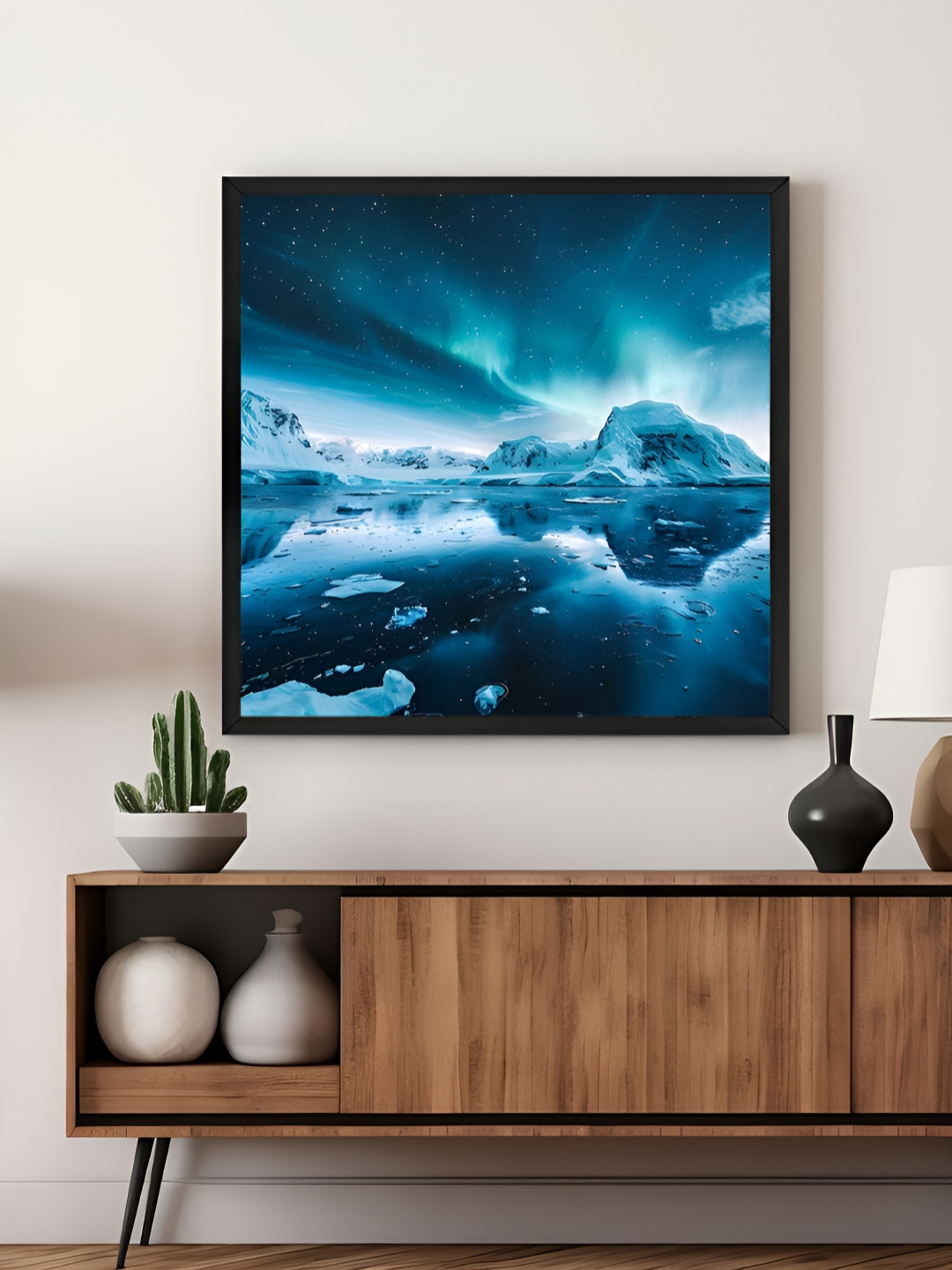 999Store Blue & White Northern Lights Nature Canvas Wall Art