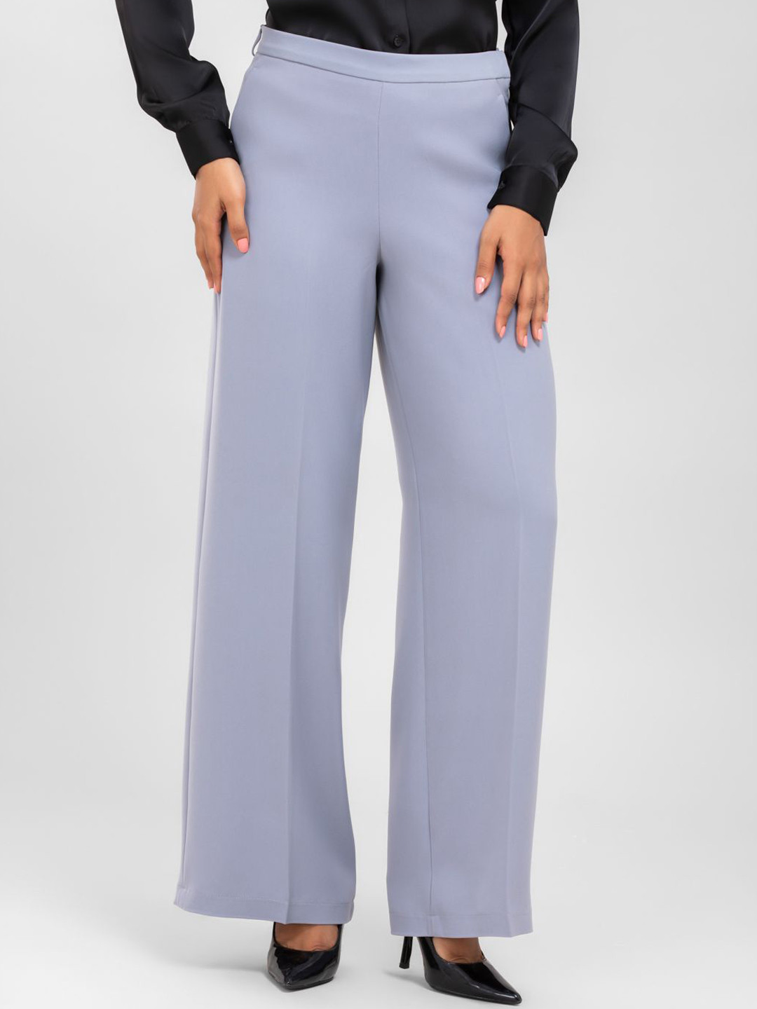 D'Almirah Women Comfort High-Rise Wrinkle Free Wide Leg Trousers