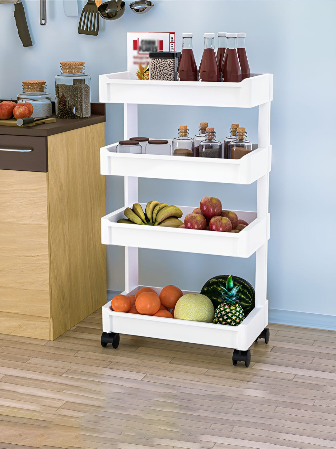 RUBOXA White 4-Layer Safe Pack Fruit and Vegetable Basket