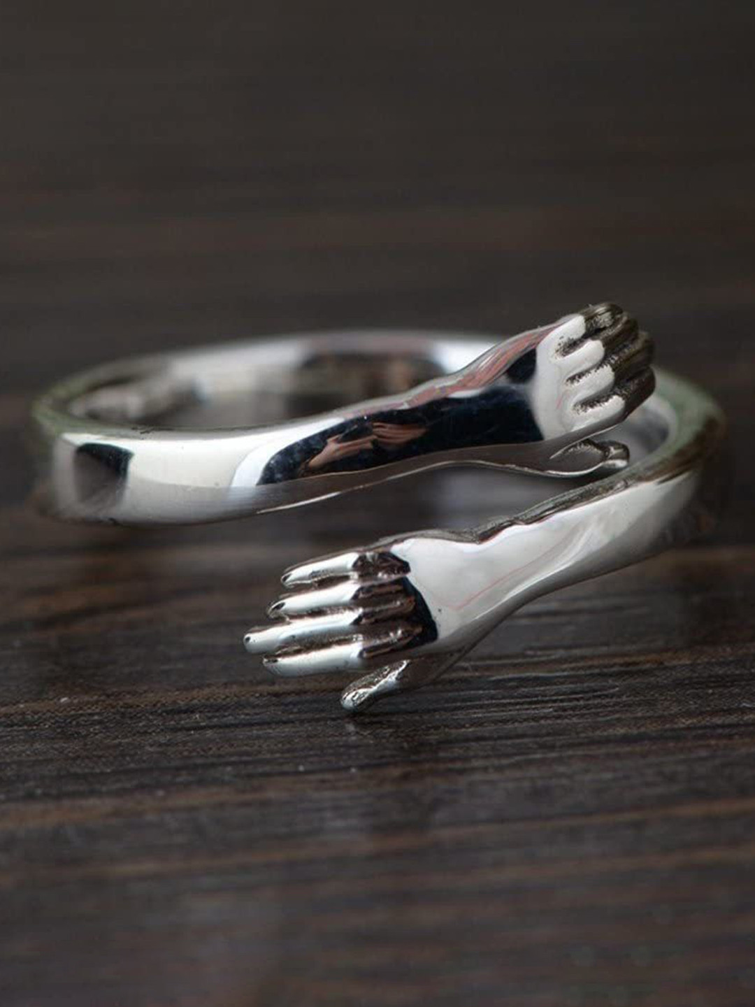 Ringzinnie Stainless Steel Hug Finger Ring