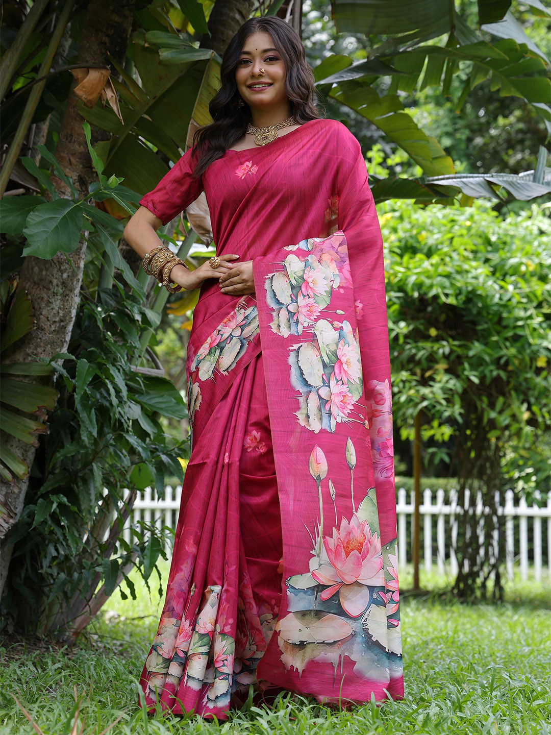 Pandadi Saree Floral Print Tussar Sarees