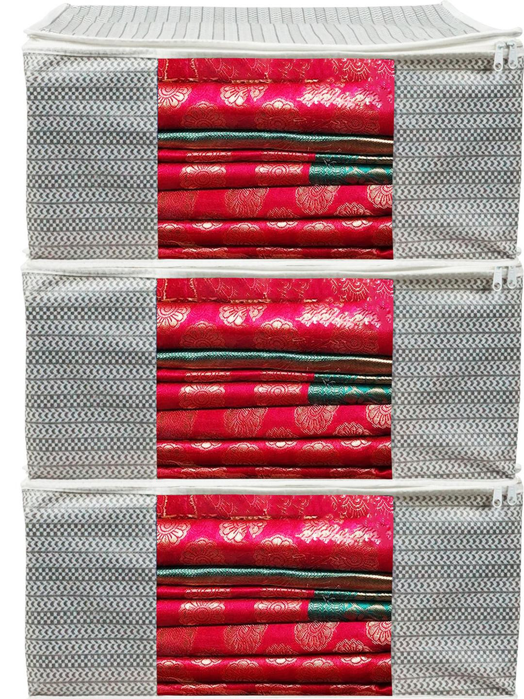 BB BACKBENCHERS Set of 3 Grey Saree cover Front Transparent Organiser