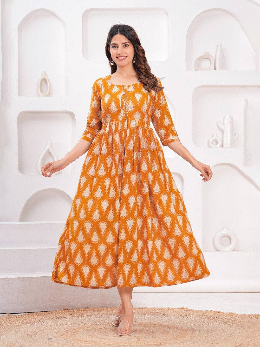 FEMARY Women Floral Printed Maternity Midi Dress