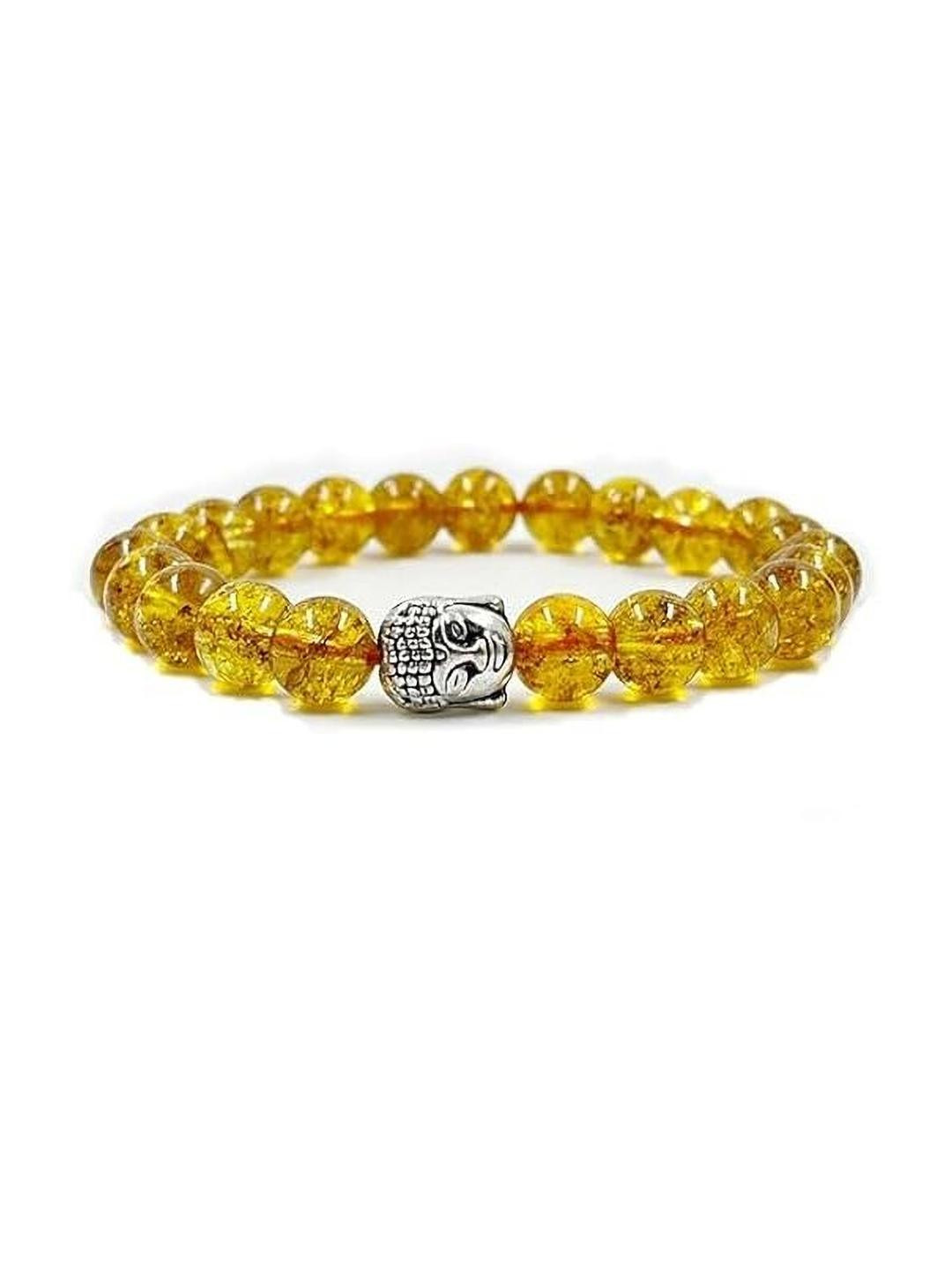 VIBESLE Unisex Crystals Beads With Budha Charm Elasticated Bracelet