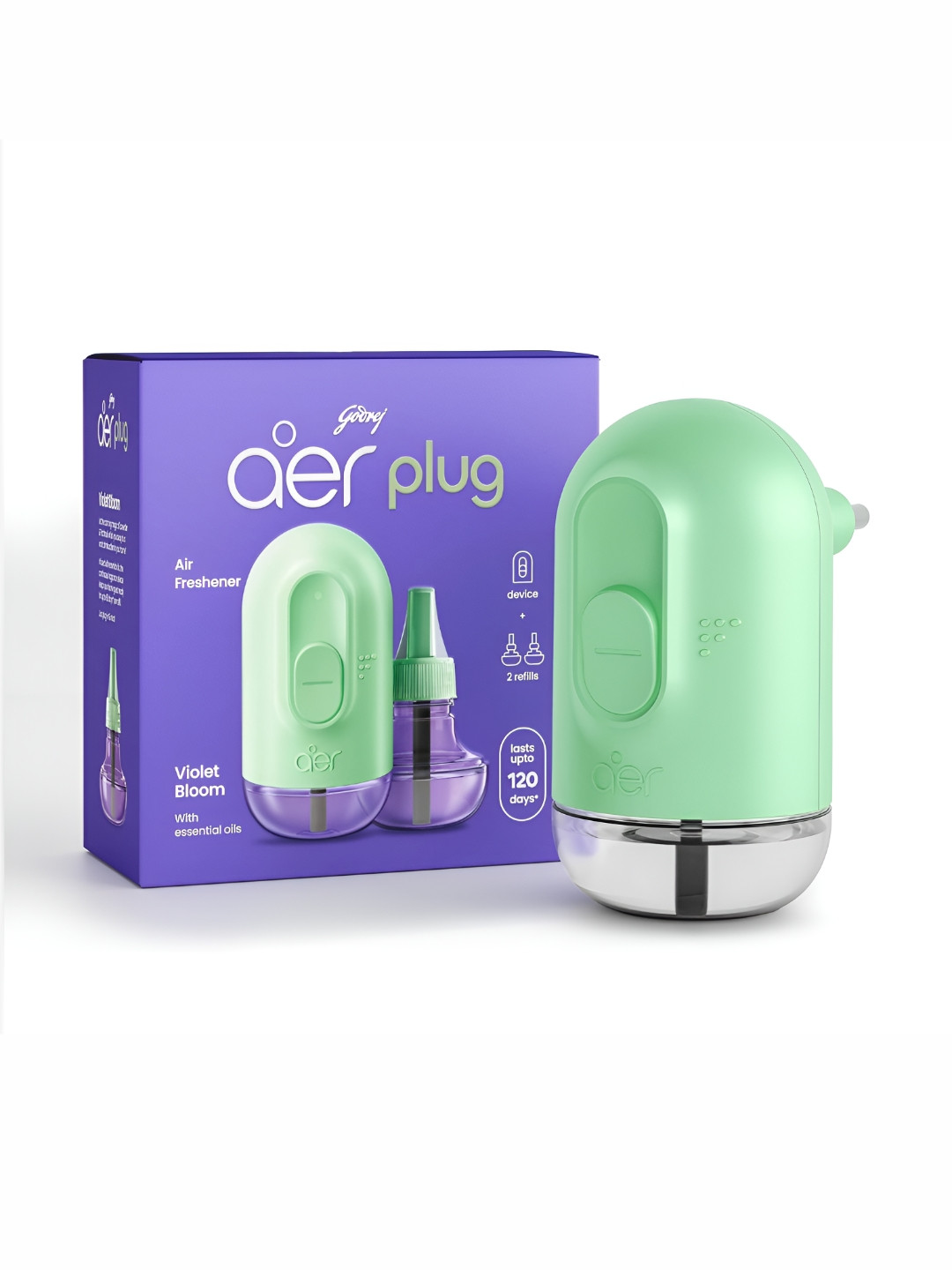 Godrej Aer Plug Violet Bloom Electric Air Freshener With 2 Refills - 20 ml Each