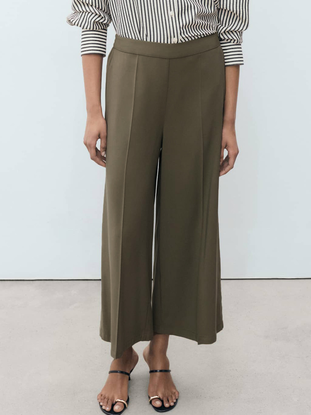 MANGO Women Flared Pleated Trousers