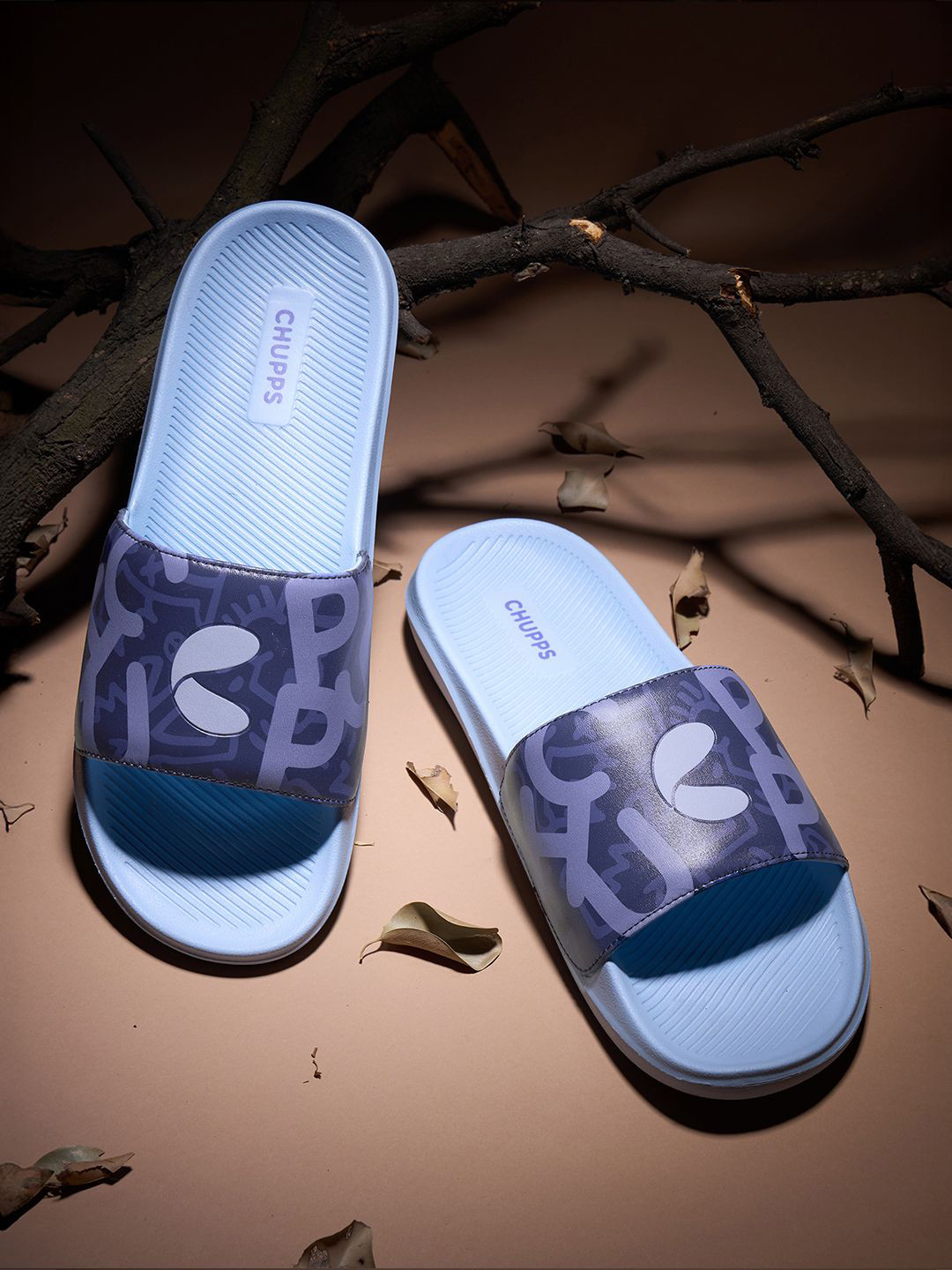 CHUPPS Men Tumble Navy Sky Printed Casual Slider