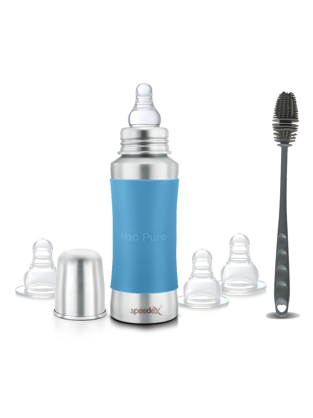 Speedex Kids Blue Printed Stainless Steel Single Wall Vacuum Feeding Bottle Combo