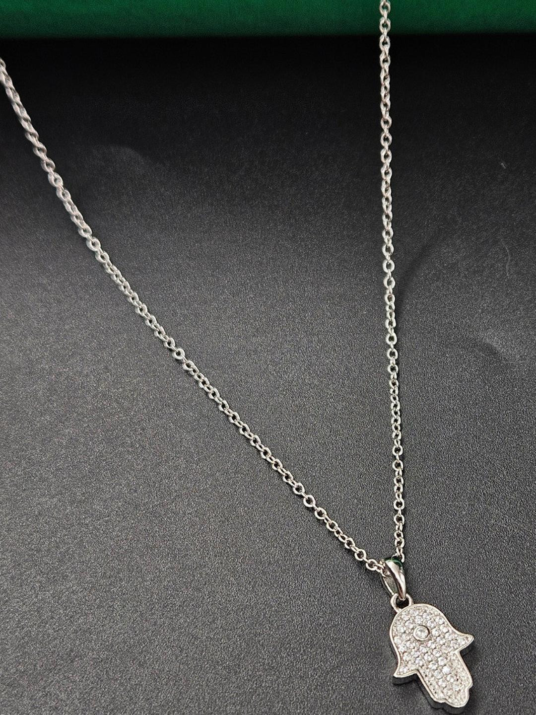 PARASMONI Silver Hamsa Hand Pendant