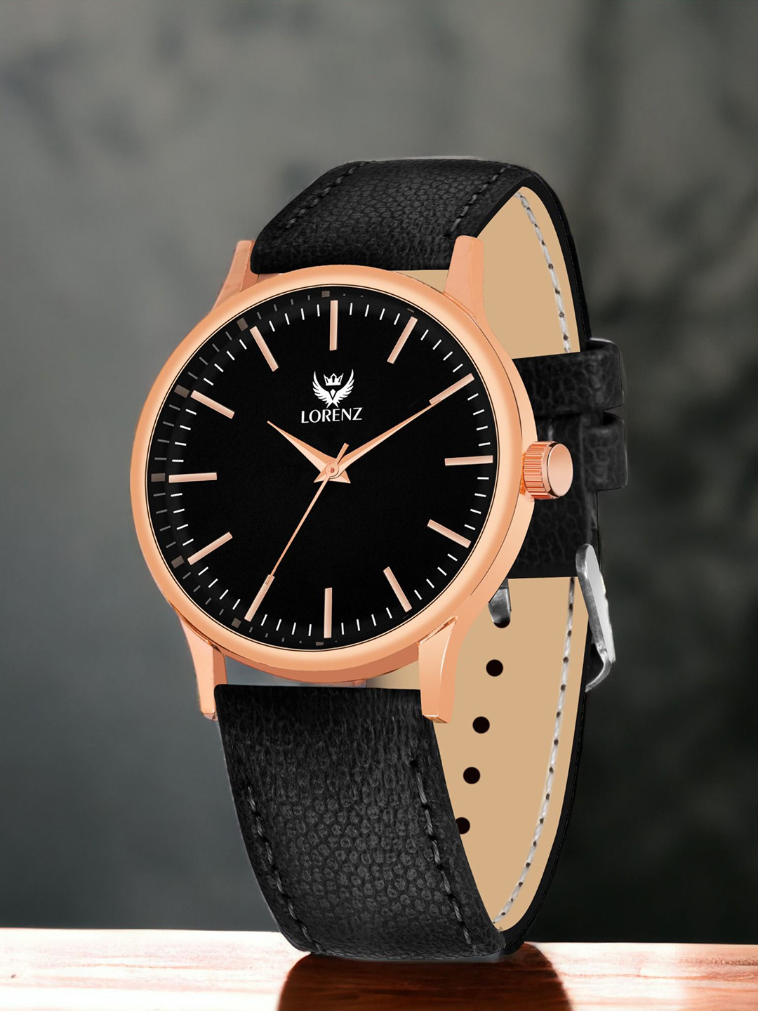 LORENZ Men Brass Dial & Leather Straps Analogue Watch MK-4054R