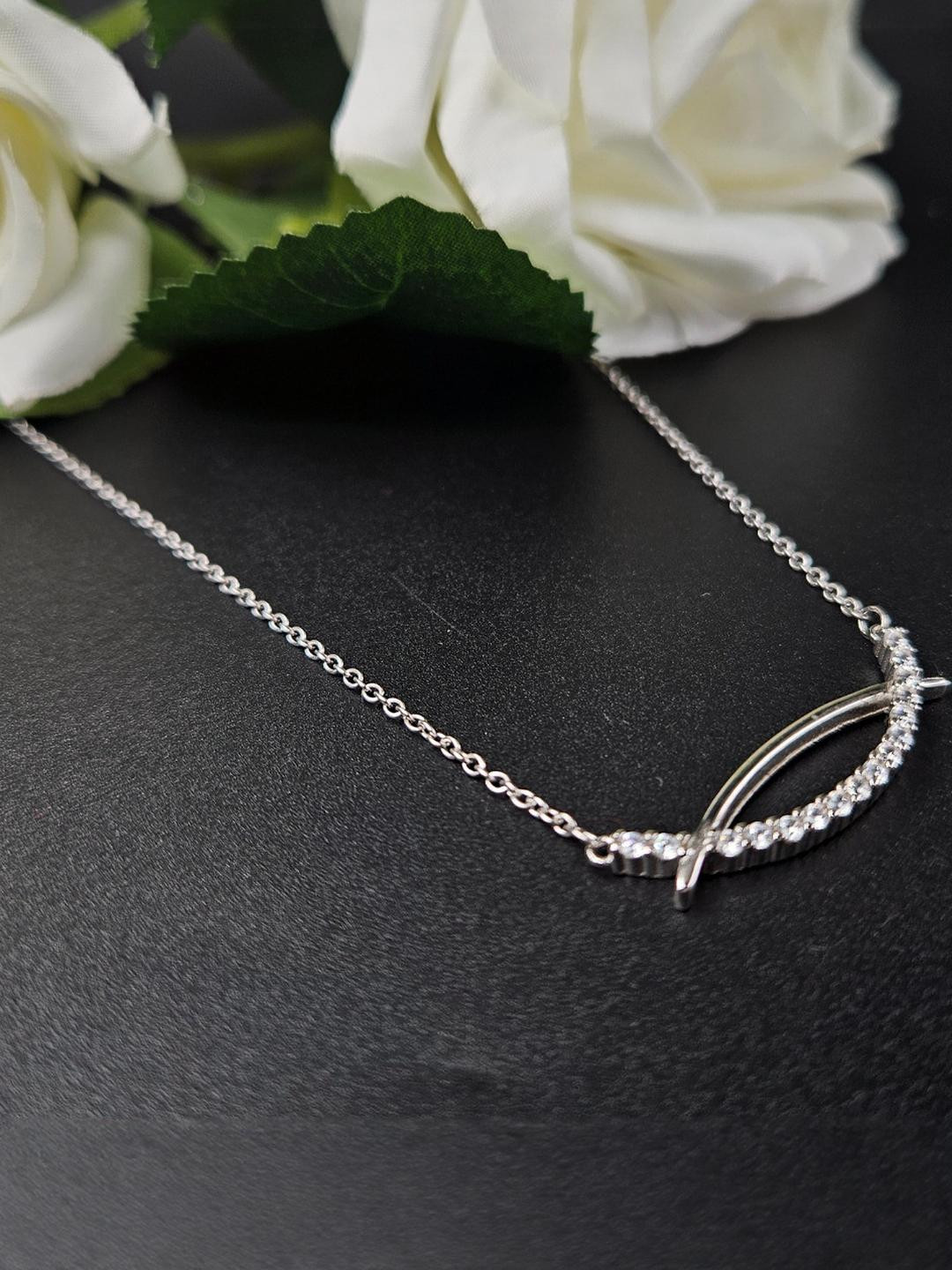 PARASMONI Women's Silver Pleated Spherical Pendant with Chain