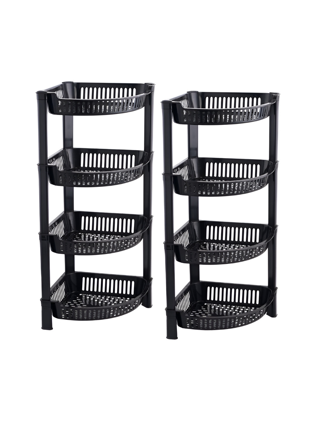 RUBOXA Black 2 Pieces Folding 4 Tier Fruit & Vegetable Basket Organisers