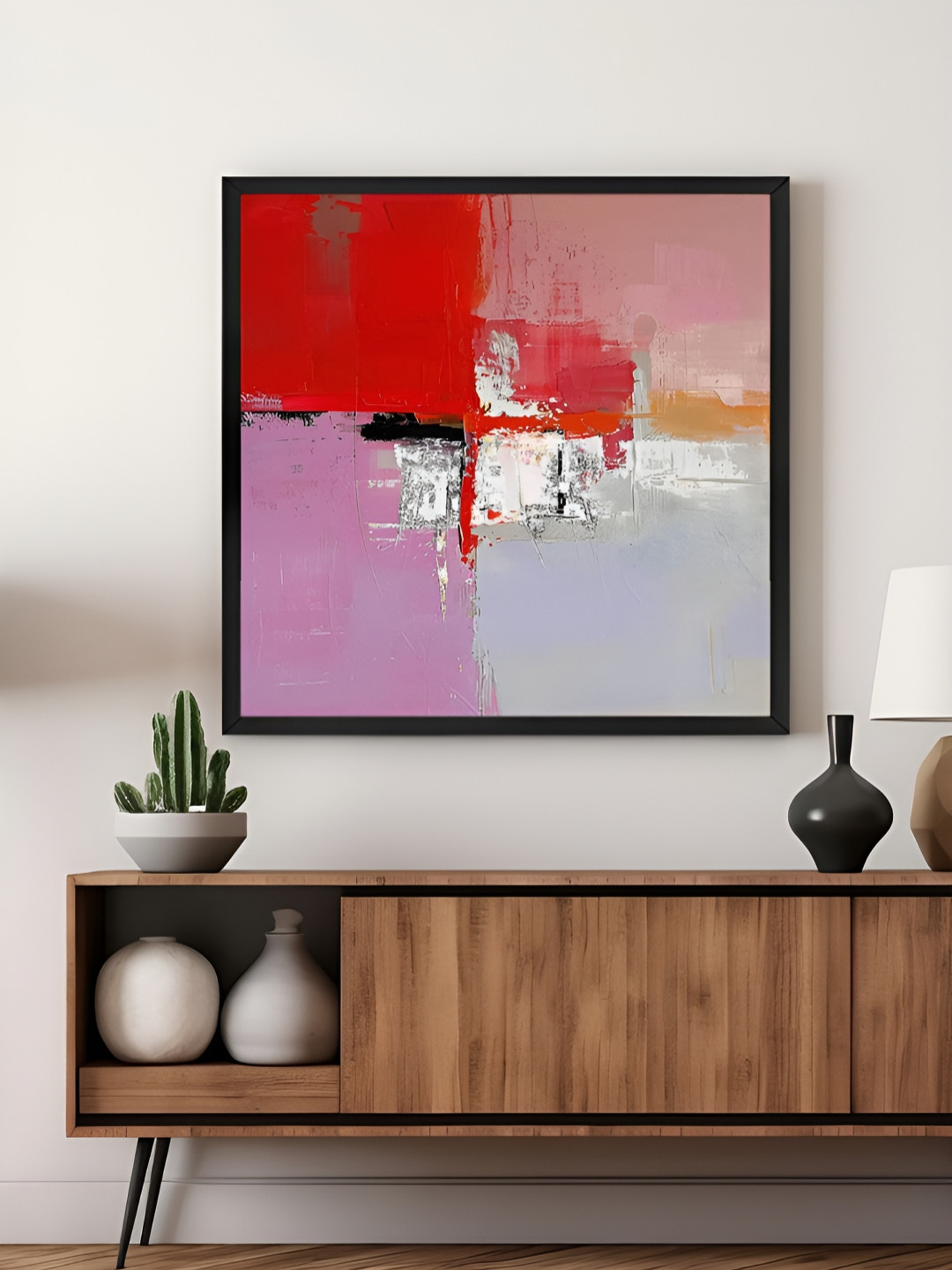 999Store Red & Pink Abstract Canvas Wall Art