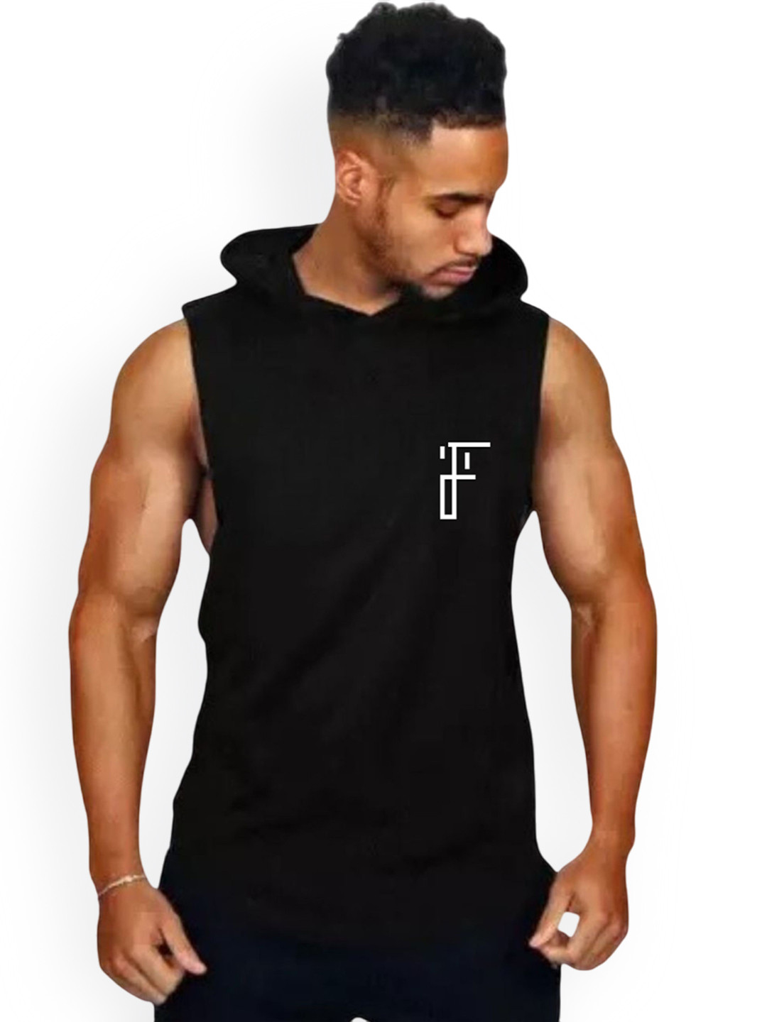 Fashnobic Create Your SunShine Back Printed Hooded Neck Gym Vest FB-105_Back_pt-195