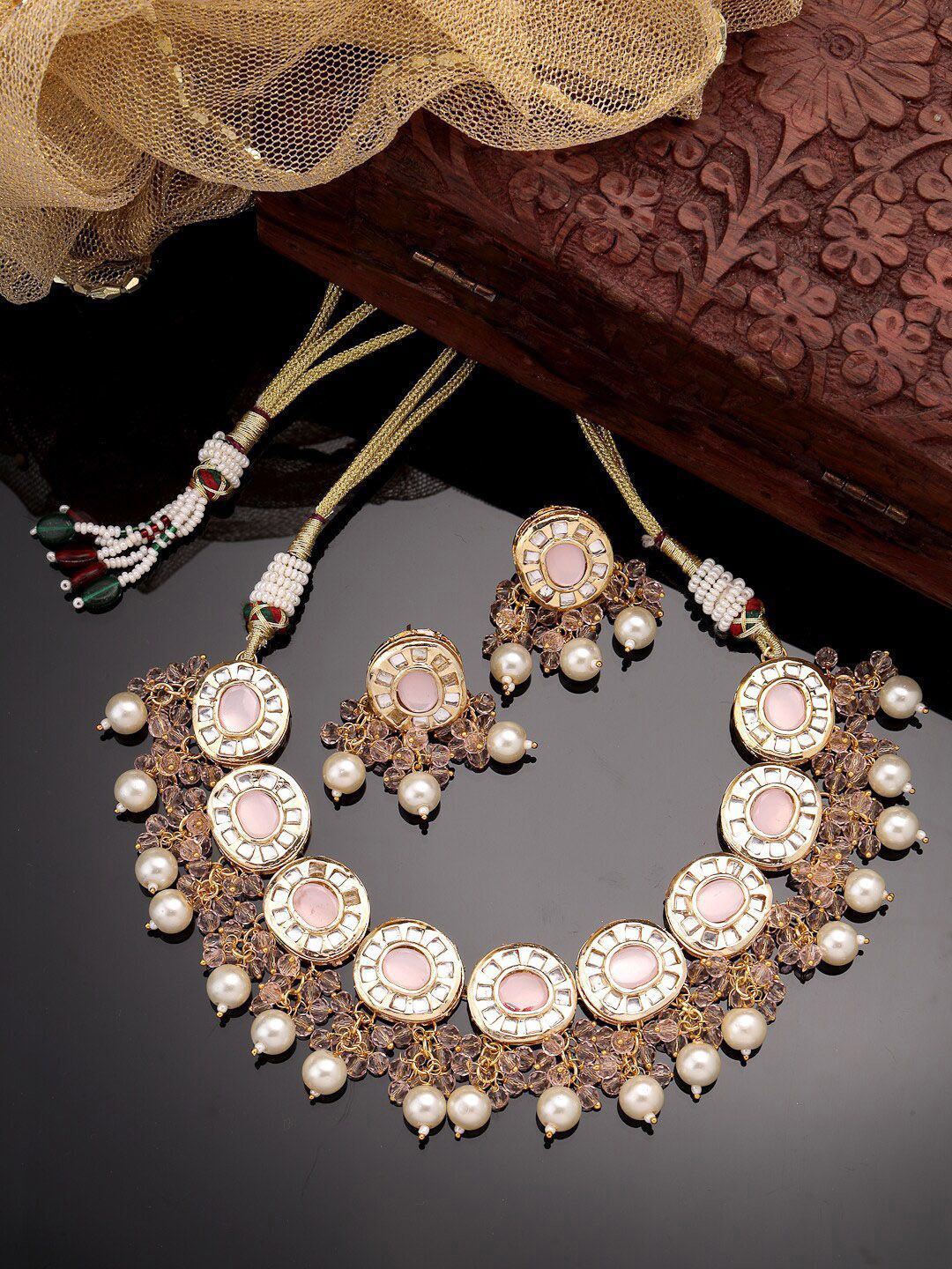 Anouk Gold-Plated Kundan-Studded & Beaded Jewellery Set