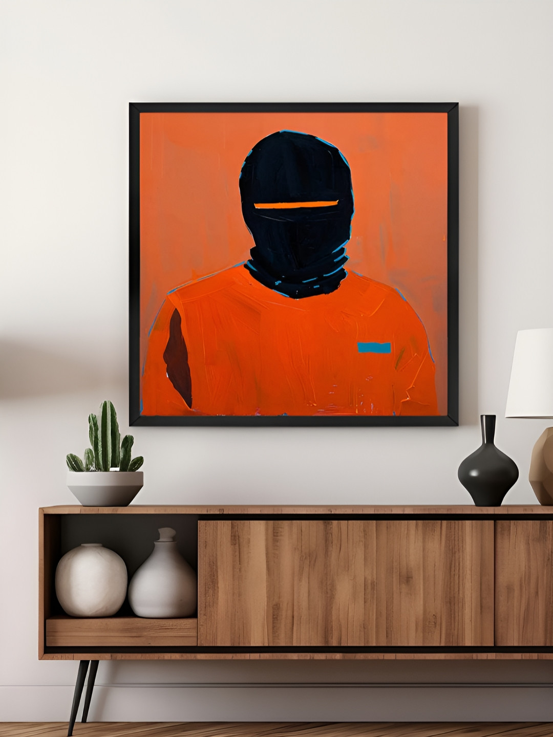 999Store Orange & Black Canvas Masked Figure Wall Art
