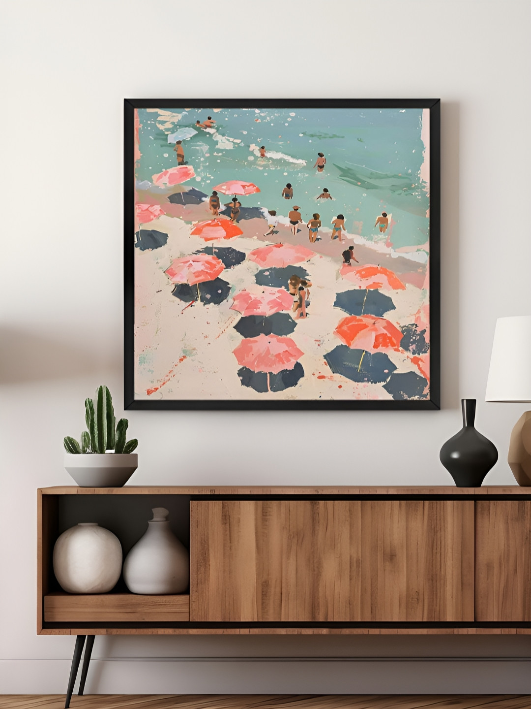 999Store Blue & Beige Beach Canvas Wall Art