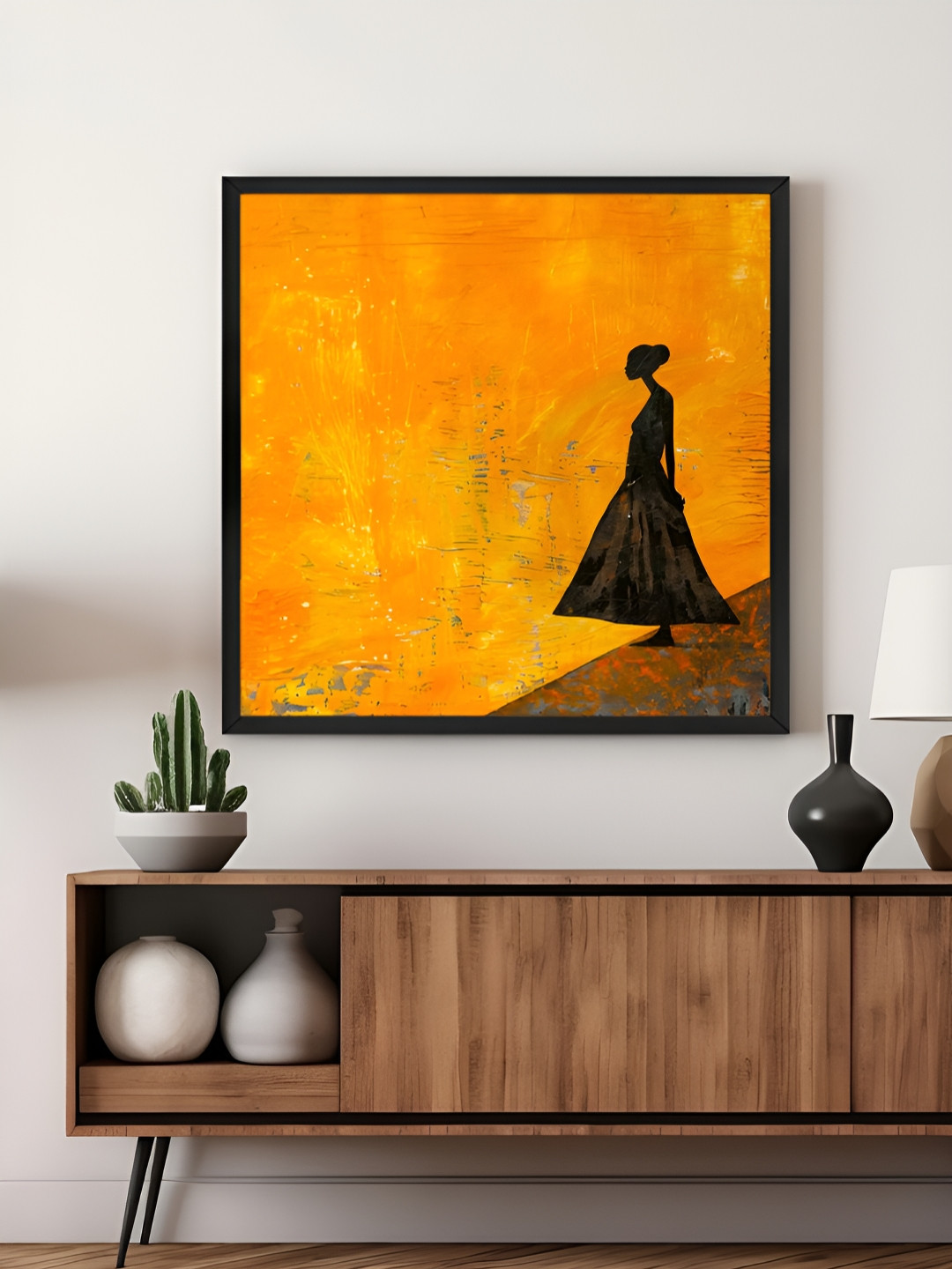 999Store Yellow & Black Elegant Lady Canvas Wall Art