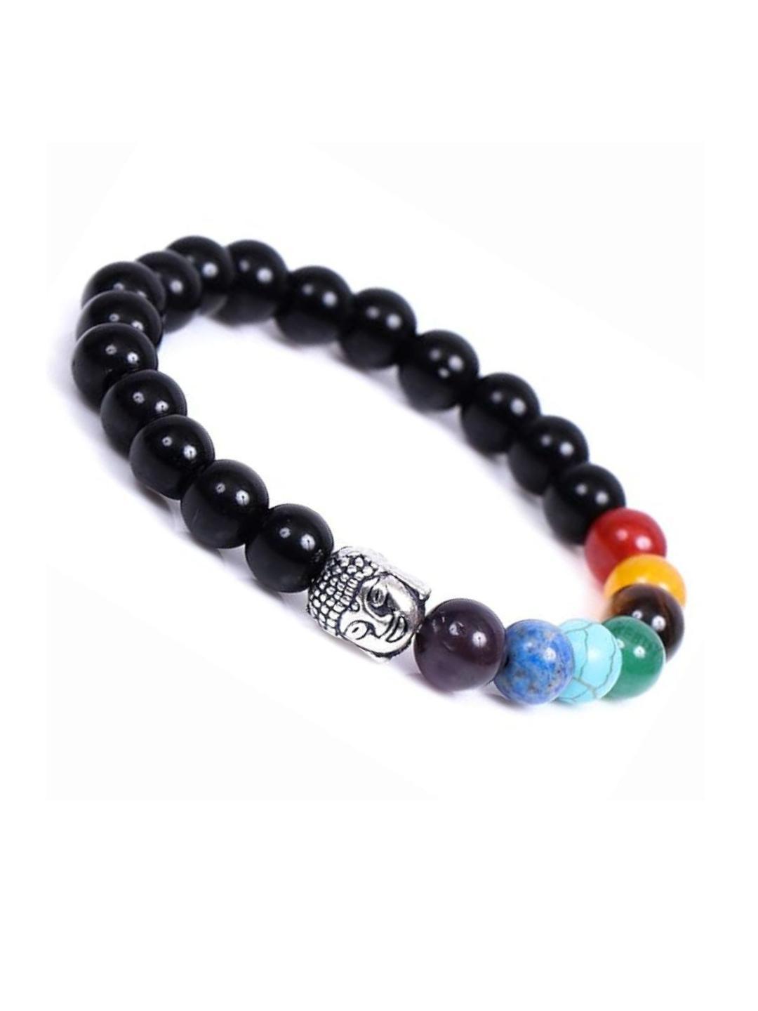 VIBESLE Men Tourmaline Multicolour Bracelet With Buddha Beads