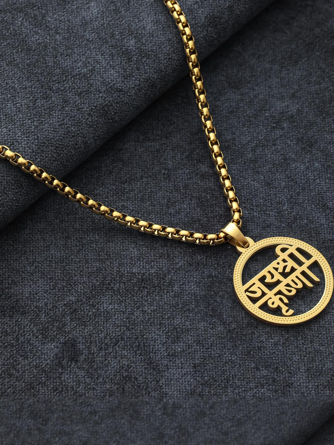 Nikza Exclusive Men's Gold-Plated Circular Pendant with Chain