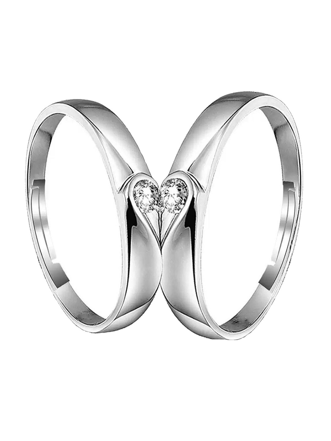 Ringzinnie Set Of 2 Stone-Studded Half-Heart Finger Rings