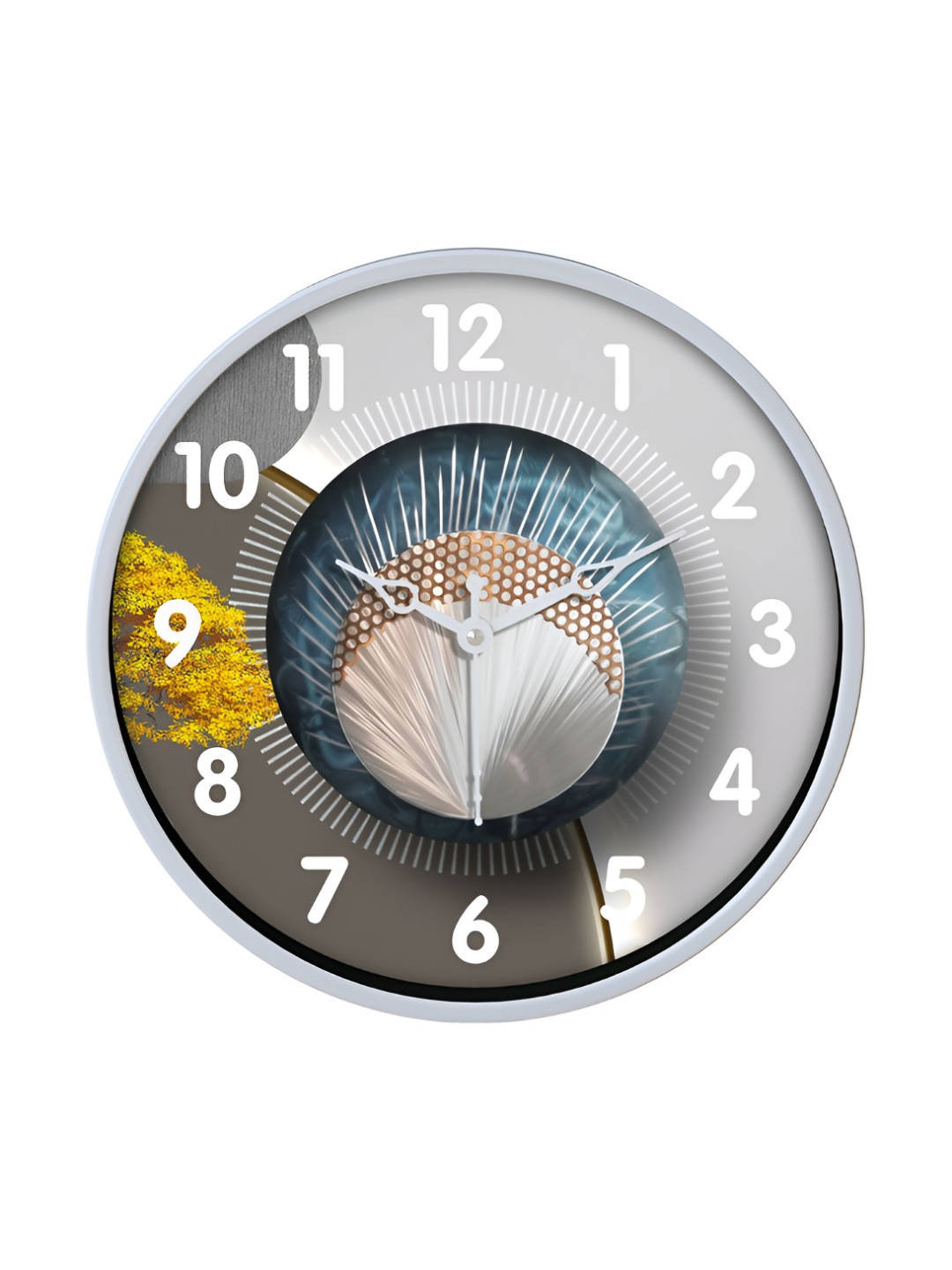 Aura Grey & Blue Printed Traditional Wall Clock